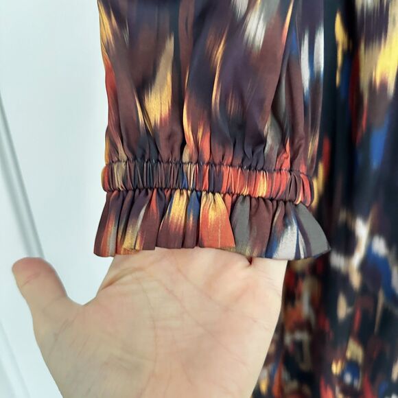 Julia Jordan Abstract Print Midi Dress – Size 6, V-Neck, Long Sleeve - Picture 4 of 7